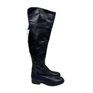 Jil Sander Navy Leather Knee High Boots Black Size 35 EU, 5 US
